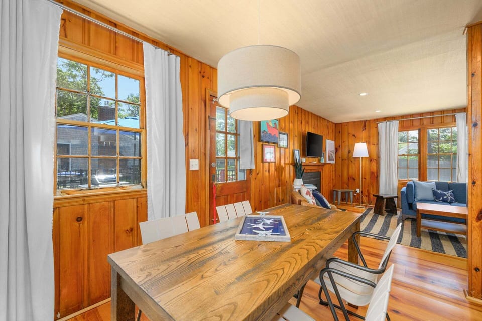 Kitchen view with living room