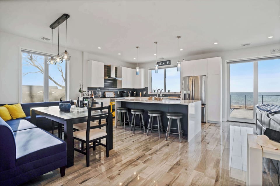 Open-concept living space with integrated kitchen