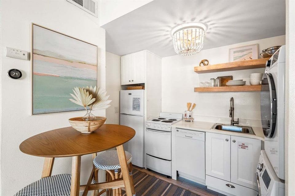 You can cook with the stove and fridge, and easily wash clothes using the washer and dryer!