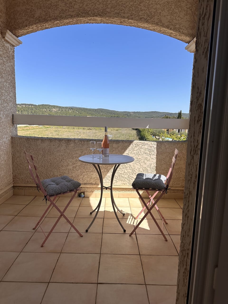 1st floor covered balcony with lovely countryside views.  Accessed via bedroom.