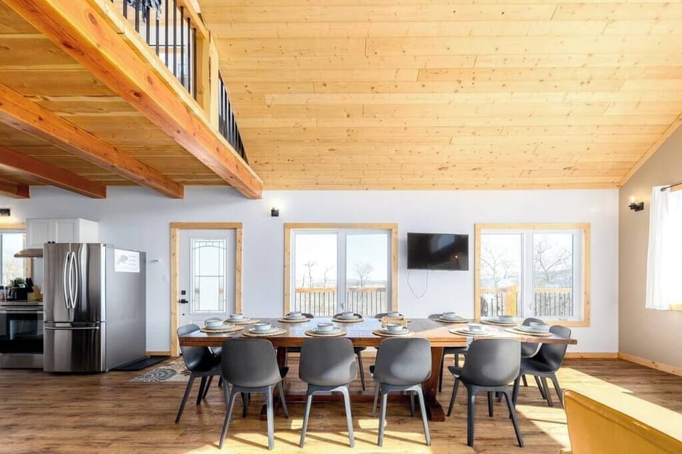 Large timber dining table able to seat 12+ for the family / friend feasts