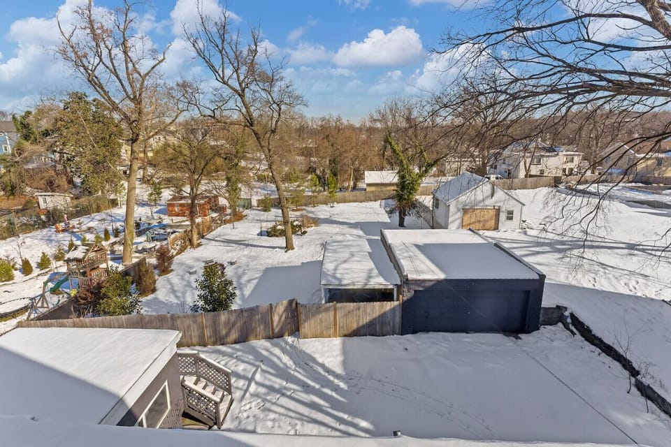 Backyard and parking pad in the Winter