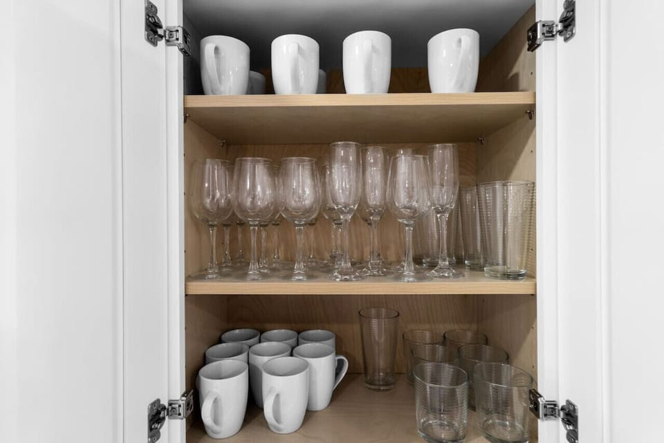We have enough cups, glass and wine glasses