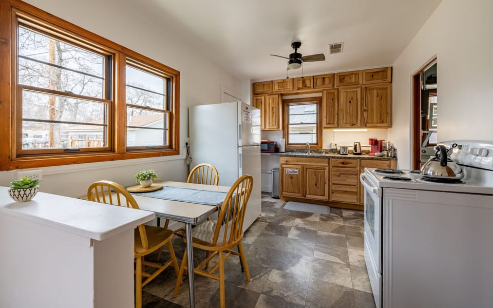 Kitchen is fully stocked so that you can cook while you're in Cody! 