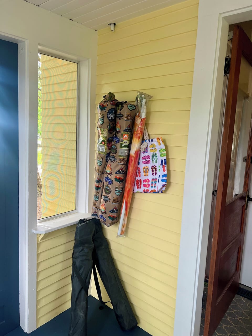 Beach umbrella & tote. Camp chairs 