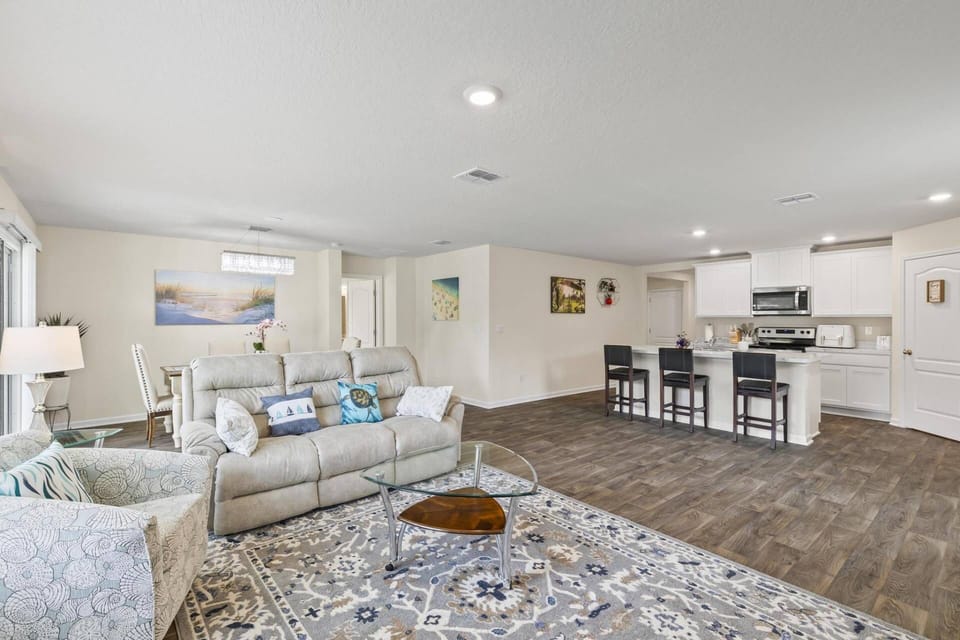 A spacious and open interior provides great living space for the family to mingle.