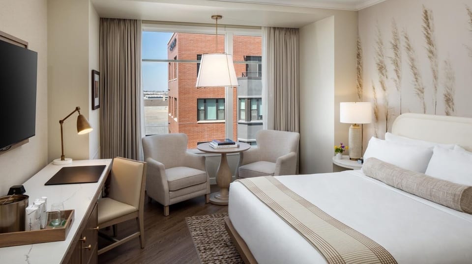 Settle in with a comfy bed, desk, and window nook.