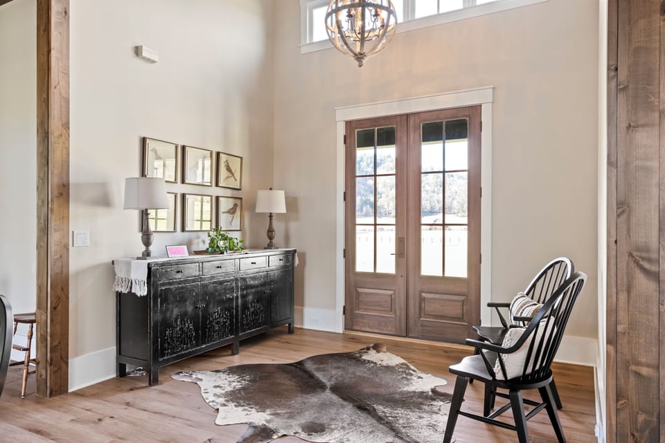 Step into a bright entryway that blends modern charm with timeless details.
