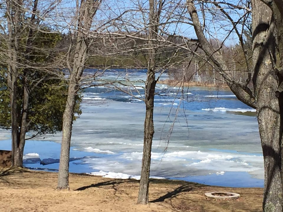Winter thaw on lake