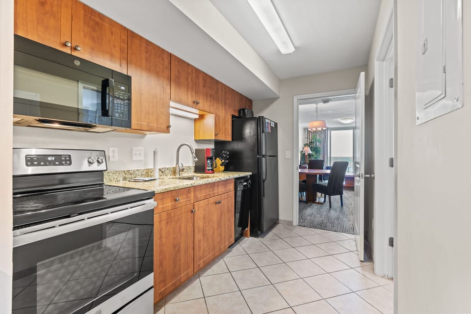 A fully stocked kitchen makes meal preparation a breeze.