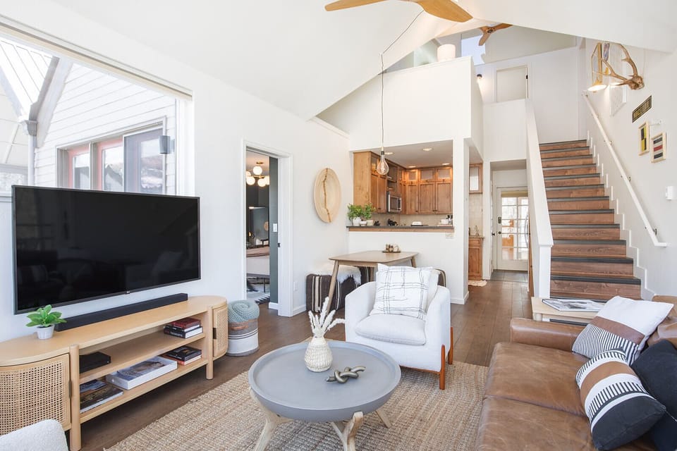 Living room with master on left