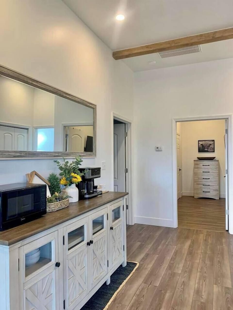 Kitchen with Microwave and Duo Coffee Maker