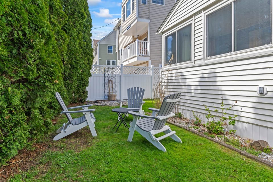 Backyard with grill and sitting area