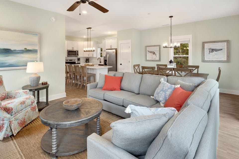 Relax in the spacious Living Area with a large, Flat Screen TV!