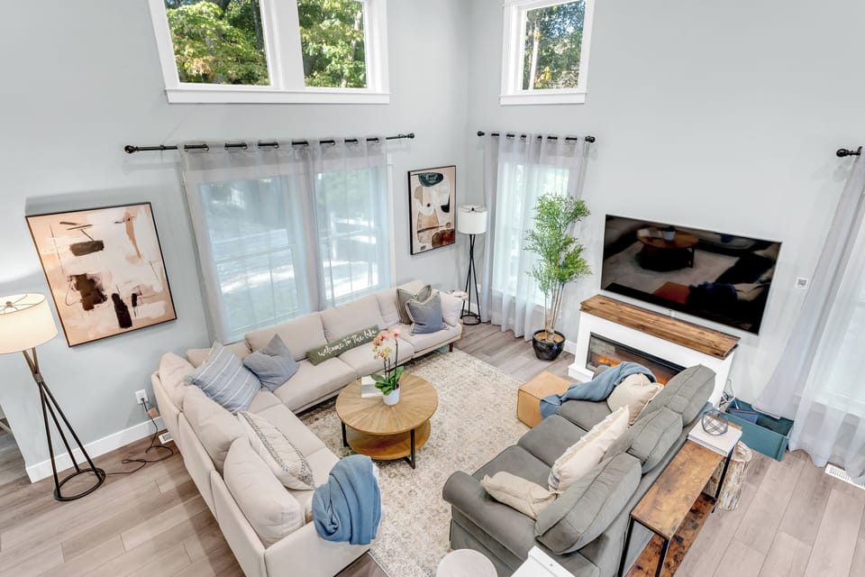 Gather in this airy space to recharge and connect. Full sofa bed available.
