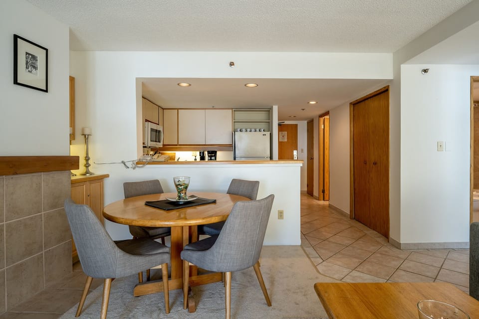 Dining area fits 6 people. 