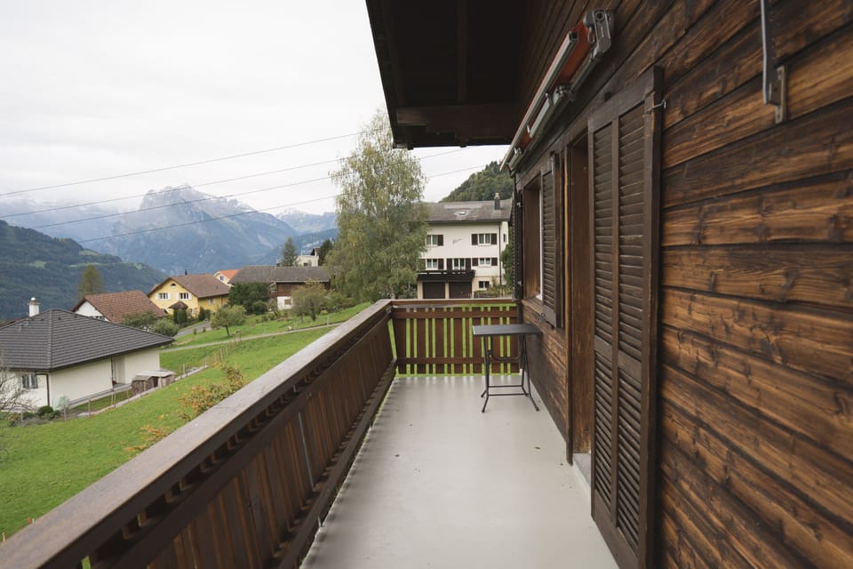 From the balcony you have a beautiful view of the mountains