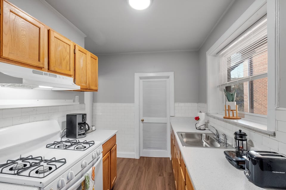 The kitchen is fully stocked ready for home cooked meals