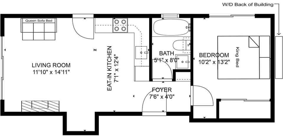 Floor Plan - Washer and Dryer at Back of Building