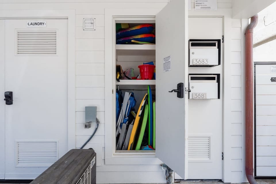 Beach gear are available in the building for guests to use.