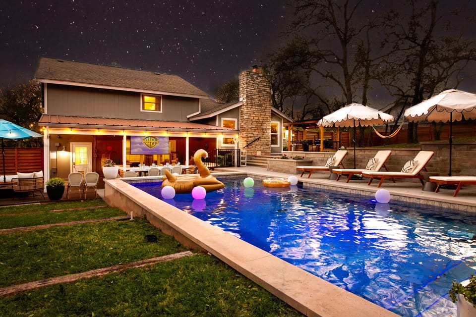 Heated Pool and outdoor movie for a resort like ambience