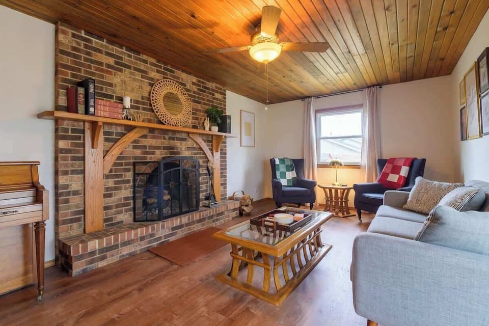 Music Room with Wood Burning Fireplace
