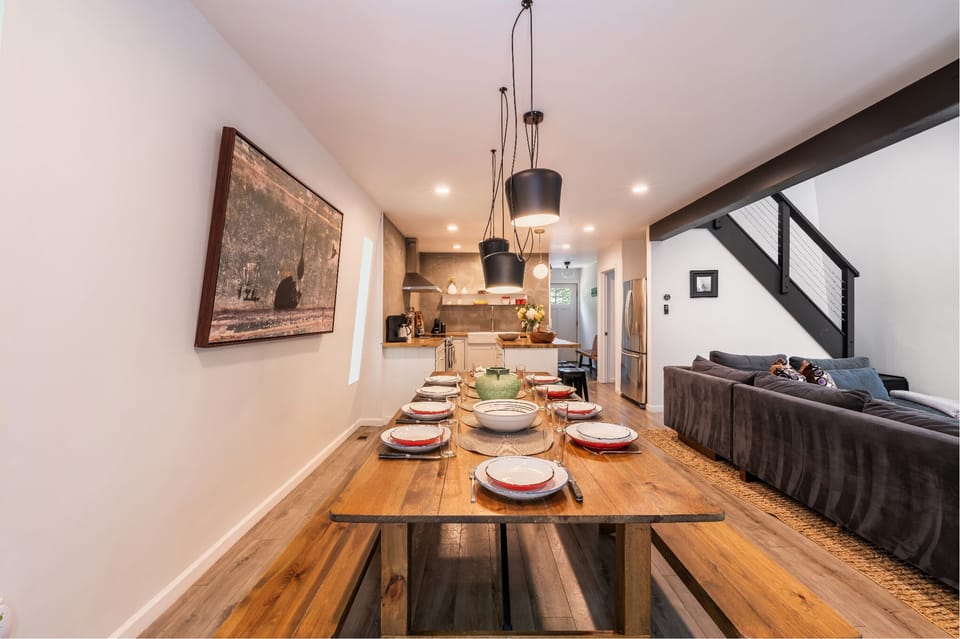 Dining table sits comfortably 8 people