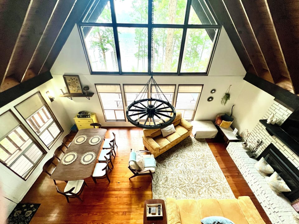 Overlooking living room and dining area from balcony 