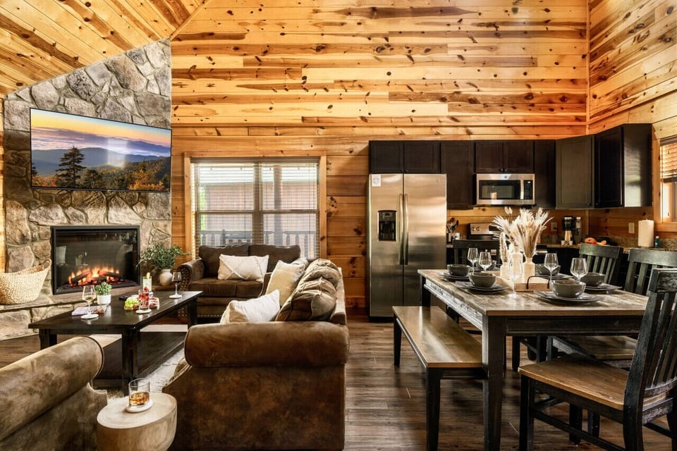 Cozy living area with an indoor fireplace!