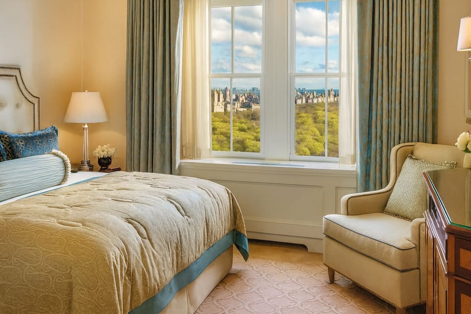 Wake up to sweeping park views from a plush bed