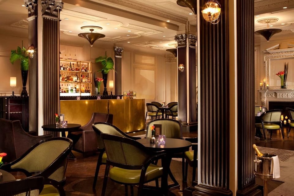 Settle into plush seating for an intimate evening drink.
