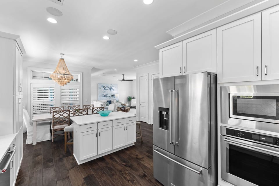 Plenty of natural light floods into the kitchen.