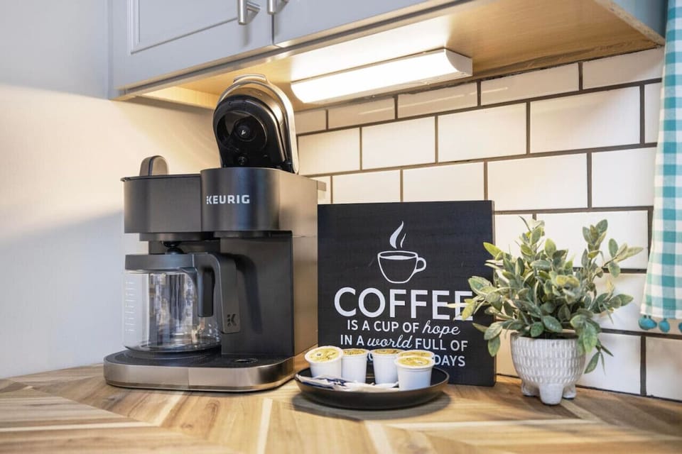 Start your day off right with a cozy coffee corner, perfect for sipping your favorite brew and planning your adventures.