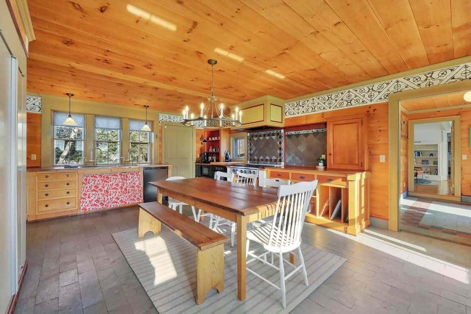 Kitchen table with seating for 8