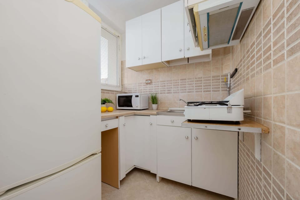 Comfortable kitchen, equipped with basic appliances.