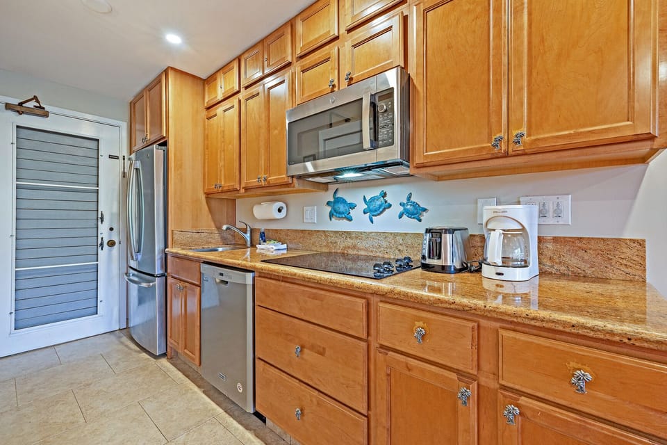 Galley kitchen.