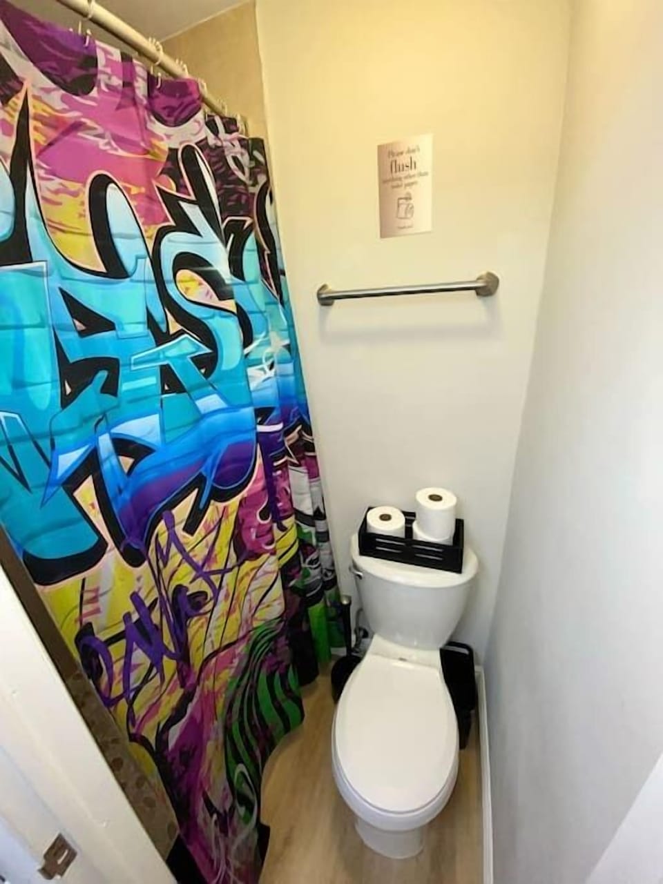 Unit 2's cozy bathroom—a compact haven with all essentials. Q-tips, lotion, shampoo, conditioner, and body wash await your indulgence. A small space with big comforts, ensuring a delightful stay. 