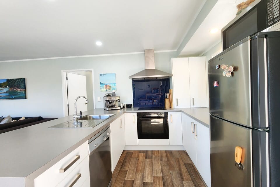 Kitchen with coffee machine
