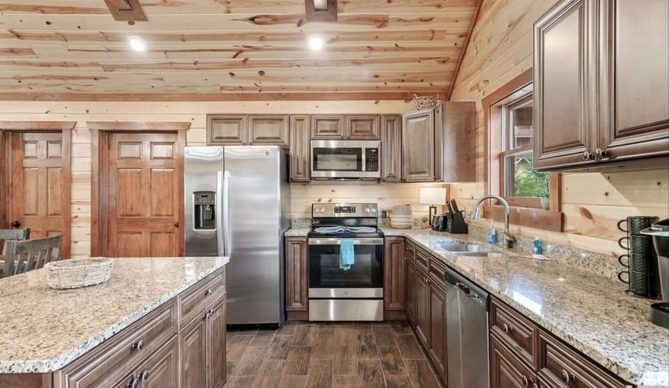 Main floor open floor plan. Includes 4 bedrooms. No stairs needed to access.