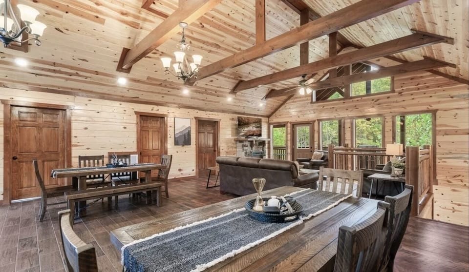 Main floor open floor plan. Includes 4 bedrooms. No stairs needed to access.