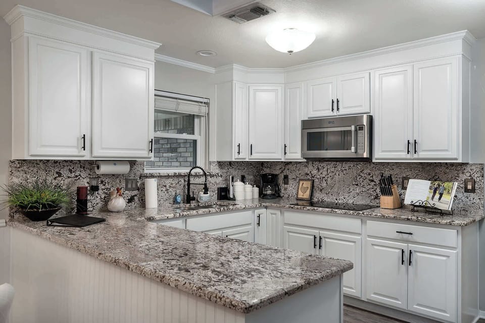 Fully equipped gourmet kitchen for meals made with love.