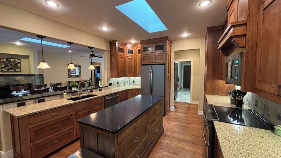 Kitchen with island to prep delicious meals 
