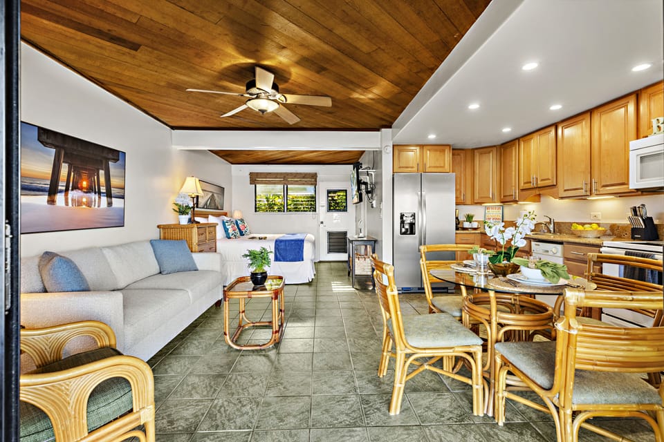 Tile flooring throughout the condo