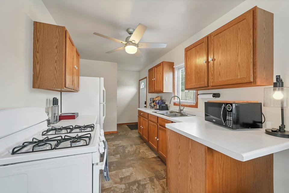 Even though the house is tiny it still has a kitchen with full size appliances!