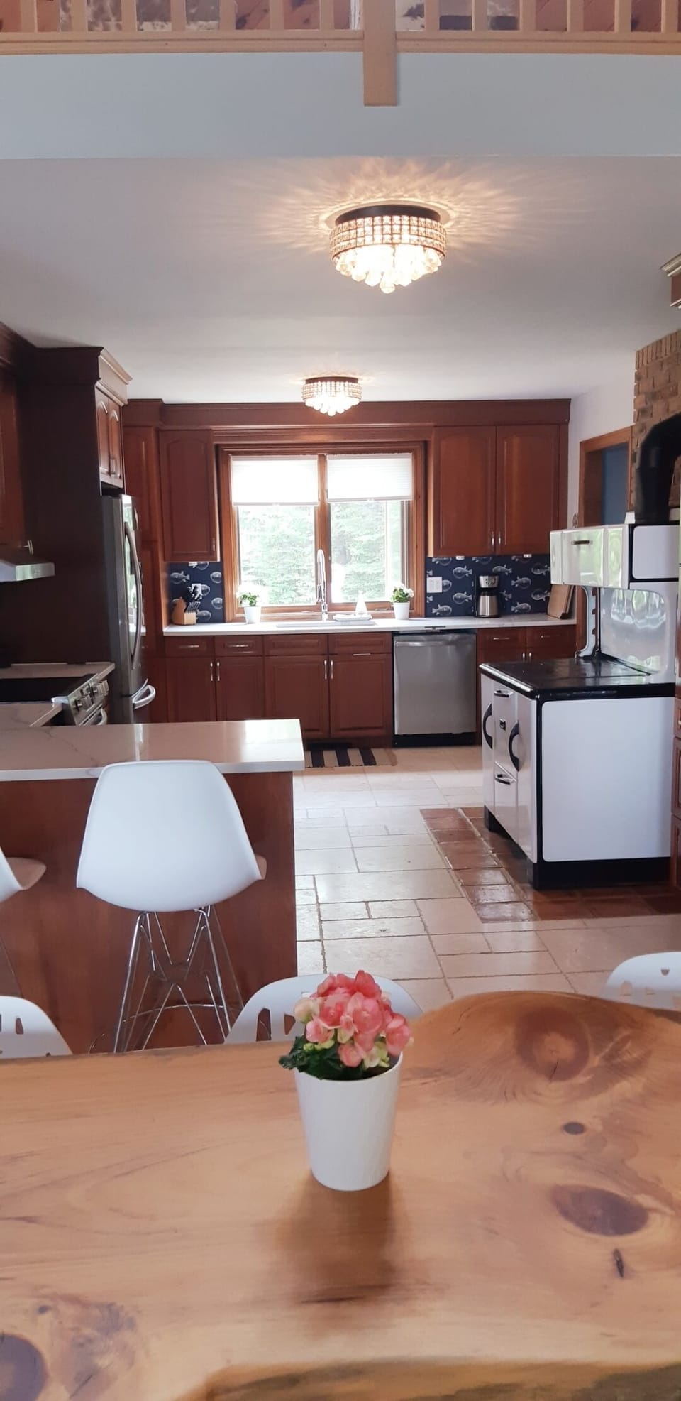 Large fully stocked kitchen.