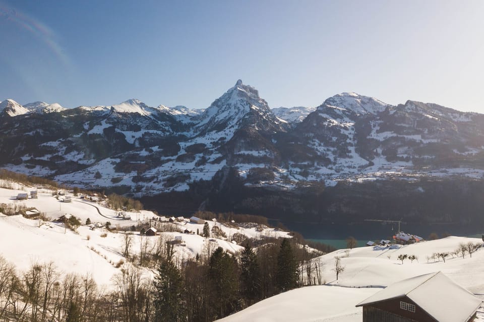 View of the mountains in winter