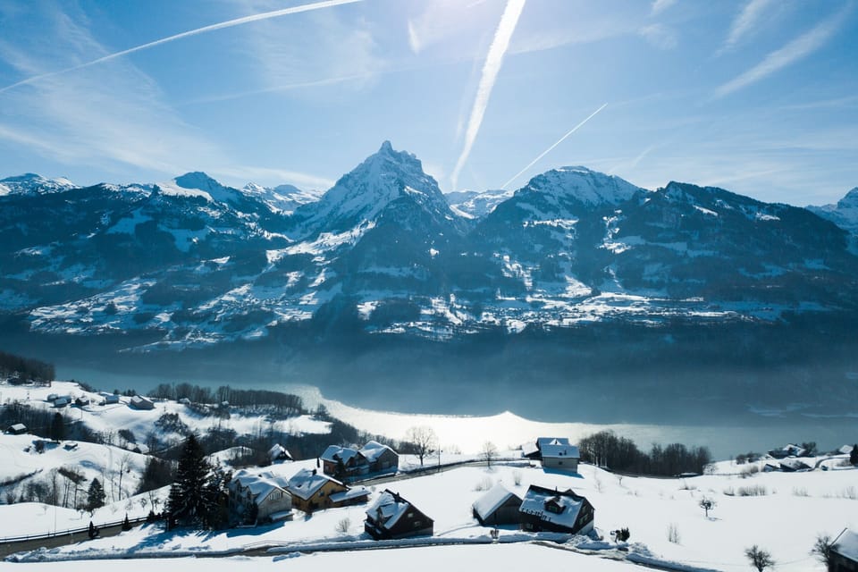 View on Mürtschenstock mountain and Lake Walensee