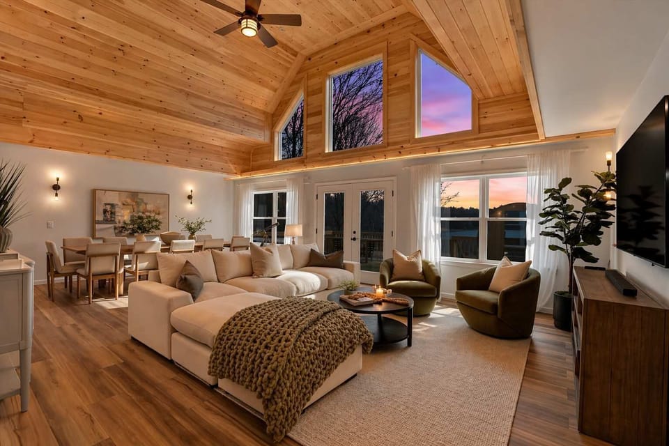Great Room with Vaulted Ceilings and Panoramic Windows
