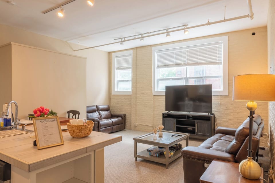 Find your place on the comfy living room sofa and watch your favorite show on the large smart TV.