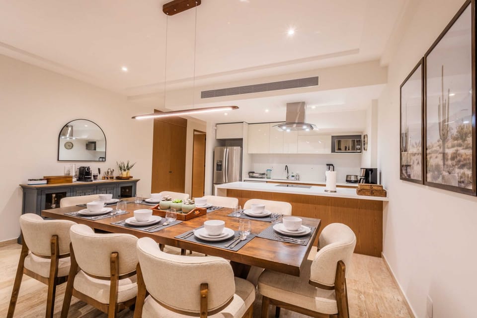 Gather around our stylish dining table